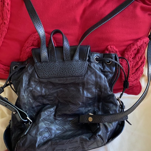 Mazzini Black Embroidered Leather Backpack - Picture 3 of 6